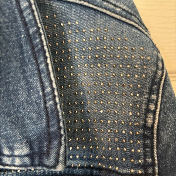 DKin NWOT Sturdy Denim Jacket With Silver Beading on Shoulders - Picture 3 of 8